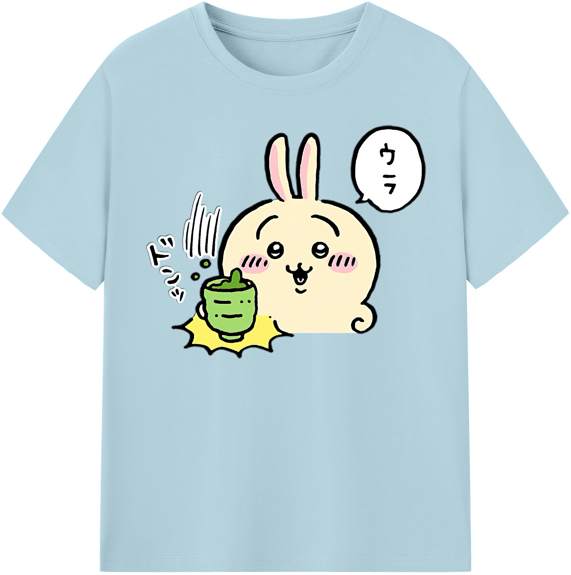（画像用） ちいかわ うさぎ Chii-kawa usagi 綿100％半袖Tシャツ（フロントプリント）